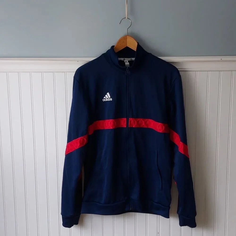 Adidas Sportswear Men's Med‎ Club House Jacket Track Soccer Full Zip Blue Red